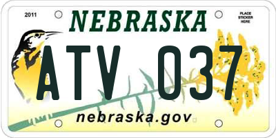 NE license plate ATV037