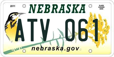 NE license plate ATV061