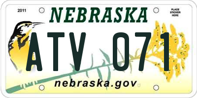 NE license plate ATV071