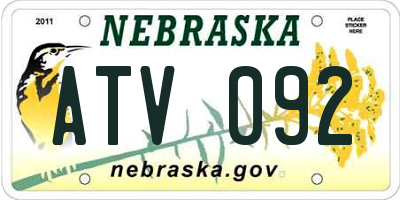 NE license plate ATV092