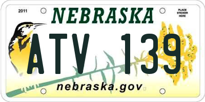 NE license plate ATV139