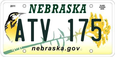 NE license plate ATV175