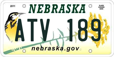 NE license plate ATV189