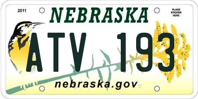 NE license plate ATV193