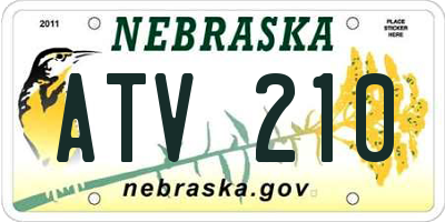 NE license plate ATV210