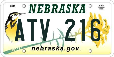 NE license plate ATV216
