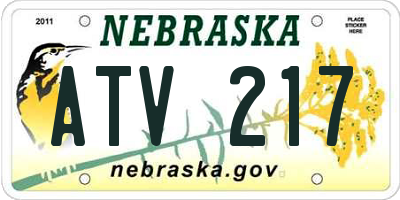 NE license plate ATV217