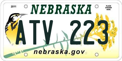 NE license plate ATV223