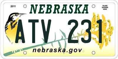 NE license plate ATV231