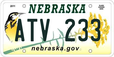 NE license plate ATV233