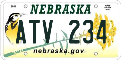 NE license plate ATV234