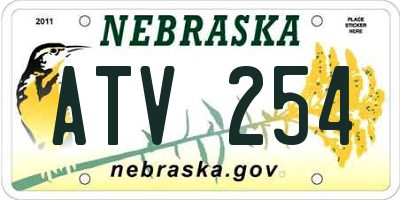 NE license plate ATV254