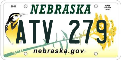 NE license plate ATV279