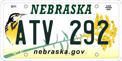 NE license plate ATV292