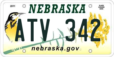 NE license plate ATV342