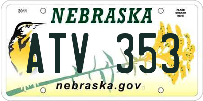 NE license plate ATV353