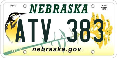 NE license plate ATV383