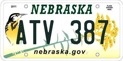NE license plate ATV387