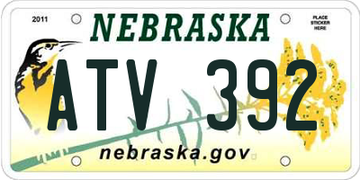 NE license plate ATV392