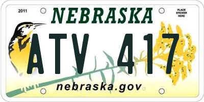 NE license plate ATV417