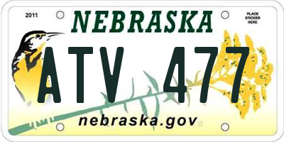 NE license plate ATV477