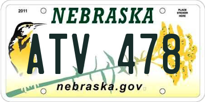 NE license plate ATV478