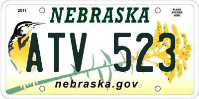NE license plate ATV523
