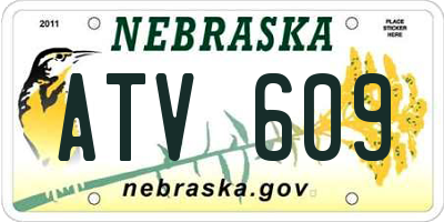 NE license plate ATV609