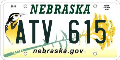 NE license plate ATV615