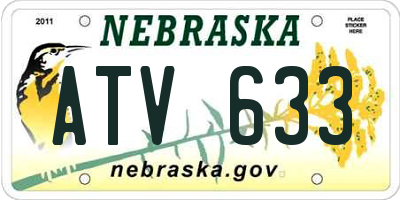 NE license plate ATV633