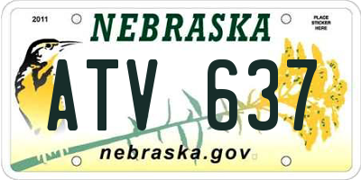 NE license plate ATV637