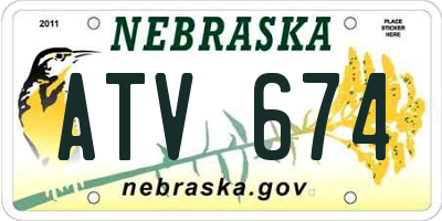 NE license plate ATV674