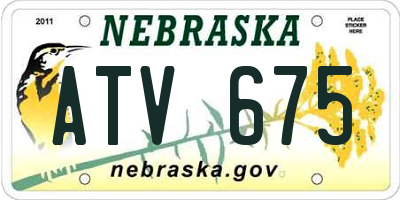 NE license plate ATV675