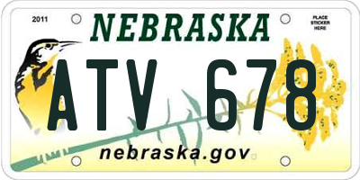 NE license plate ATV678