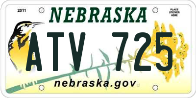 NE license plate ATV725