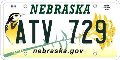 NE license plate ATV729