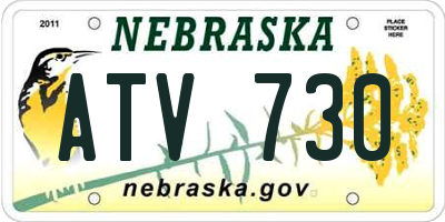 NE license plate ATV730