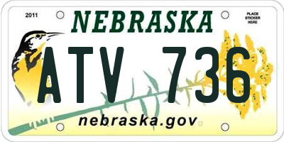 NE license plate ATV736
