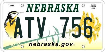 NE license plate ATV756