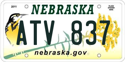 NE license plate ATV837
