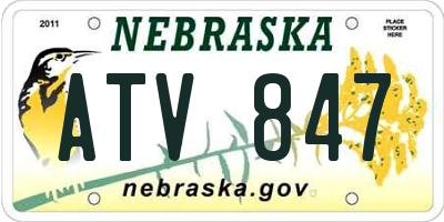 NE license plate ATV847