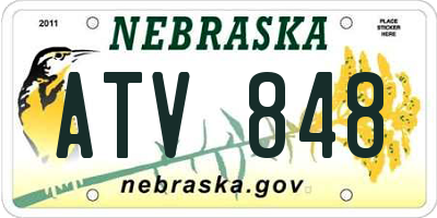 NE license plate ATV848