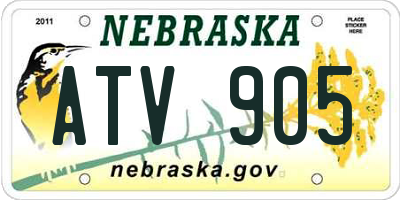 NE license plate ATV905