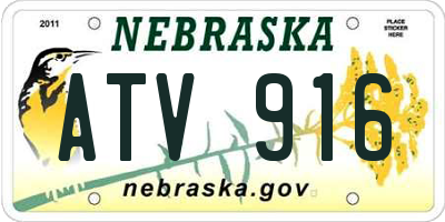 NE license plate ATV916