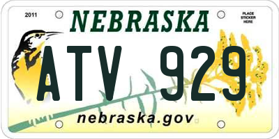 NE license plate ATV929
