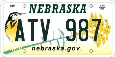 NE license plate ATV987