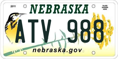 NE license plate ATV988