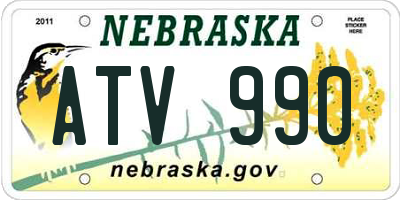 NE license plate ATV990
