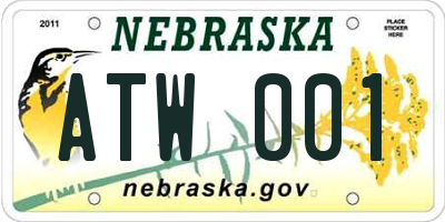 NE license plate ATW001