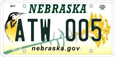 NE license plate ATW005